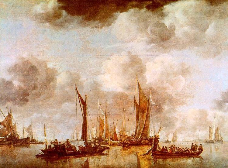 Jan van de Cappelle A Dutch Yacht and Many Small Vessels at Anchor